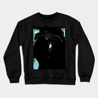 Portrait, digital collage and special processing. Dark fantasy. Tired warrior, beautiful diadem. Desaturated red, blue. Battered. Crewneck Sweatshirt